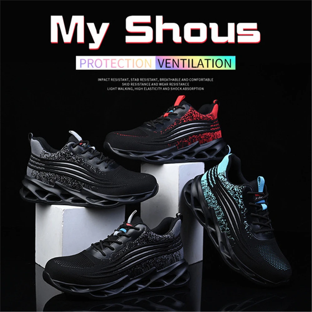 New breathable mesh all season protective steel toe cap anti smashing, anti piercing, wear-resistant safety shoes for men