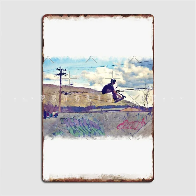 Graffitti Glide Stunt Scooter Sports Artwork Poster Metal Plaque Club Home Party Printing Plates Tin Sign Posters