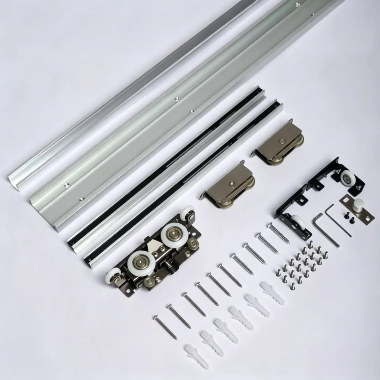 Two-way Buffer Sliding Door Rail Slide Accessories Hardware Trackless Ghost Door Hardware Kitchen Bedroom Sliding Invisible
