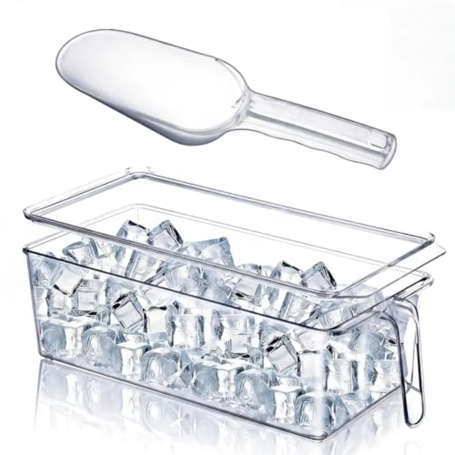 1 ensemble de bac de stockage de glace pour congélateur avec couvercle et pelle flexible, récipient à glace en plastique avec poignée pour la maison, le bureau et le réfrigérateur
