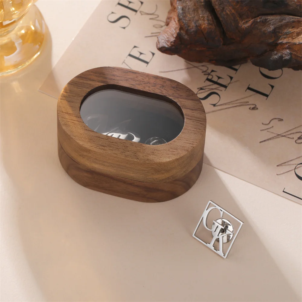 My Shape Wooden Box for Brooch Cufflinks Earrings Jewelry Gift Box Jewelry Packaging Box for Ceremony Wedding Proposal Ring New
