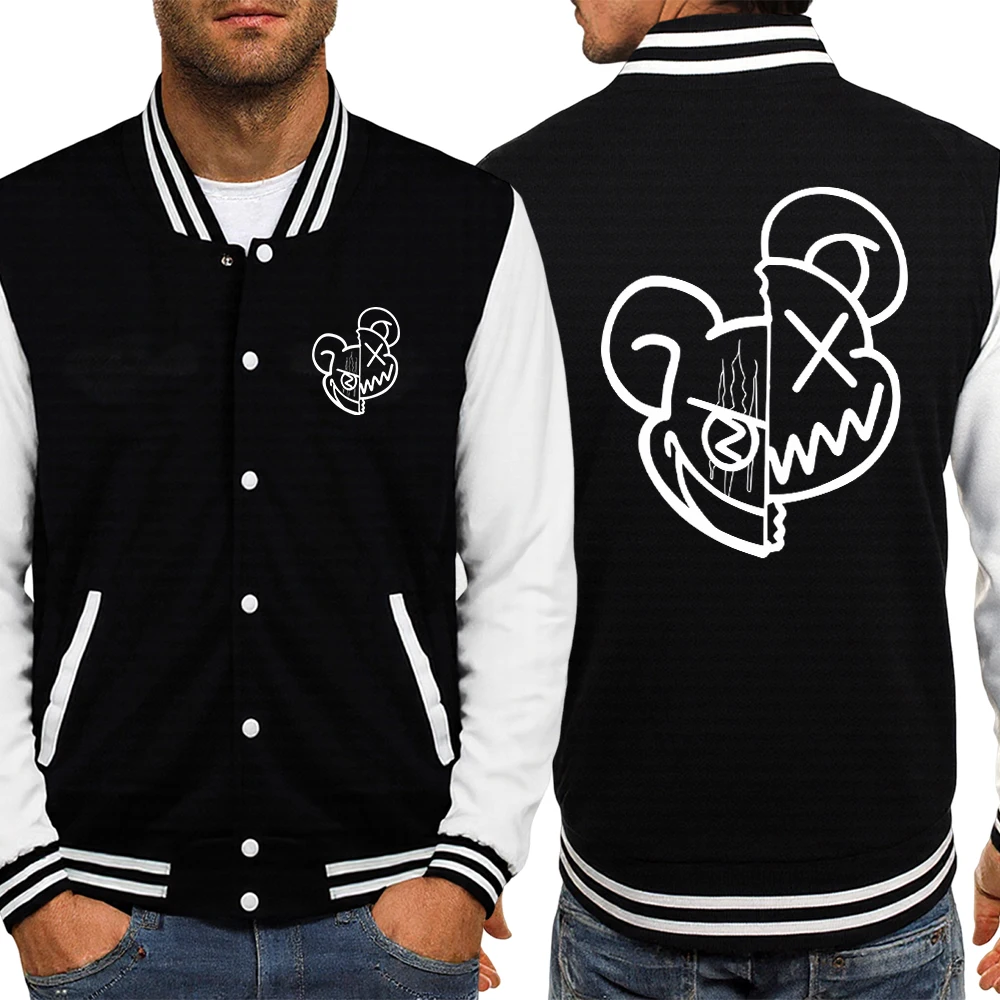 

Funny Bear Mood Tear Design Men Streetwear Thicken Sports American Jackets Trendy Simple Tracksuit All-Match O-Neck Sportswear