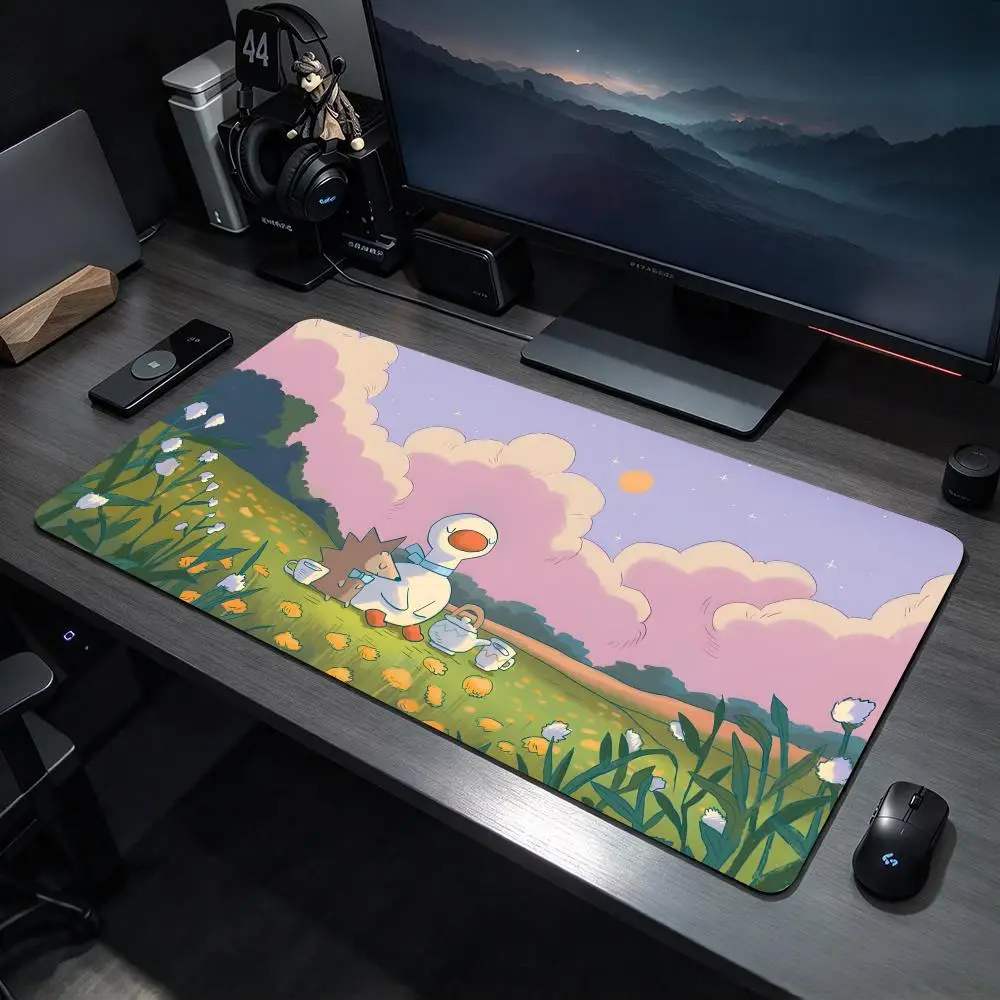 Soft Illustration C-Cute healing cartoon Bear Mouse Pads Large Gaming Mousepad Desk Mat Non Slip Bottom Featuring Stitched Edges