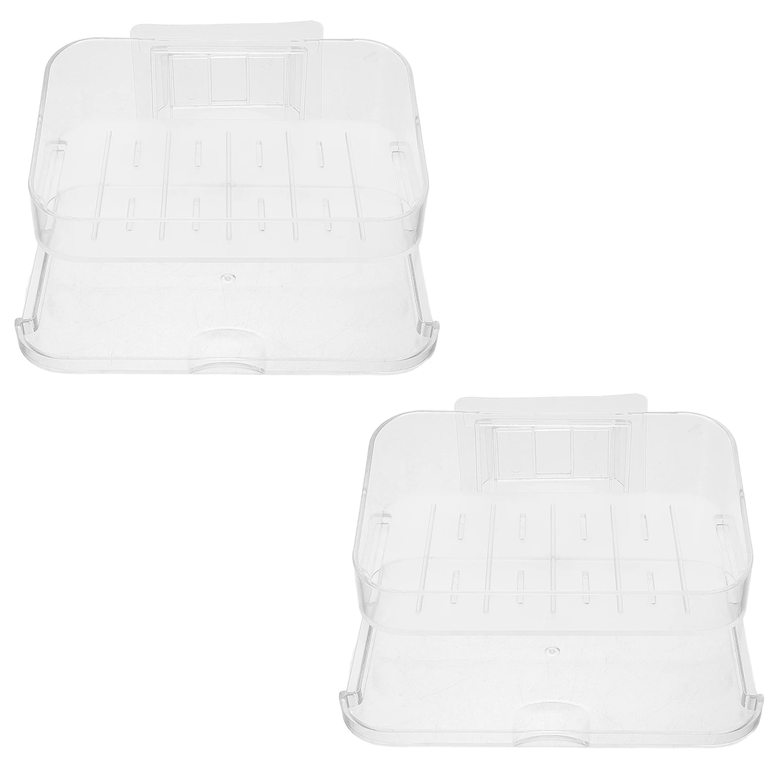 

2 Pcs Bathroom Soap Holder Drain Box Bathtub Dish Plastic Tray Plate Dishes Holes Rack Transparent Shower Containers Modern