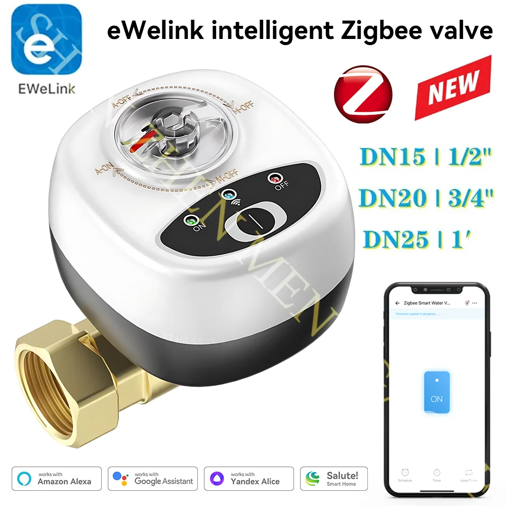 Интеллектуальный шаровой клапан ZigBee eWelink DN15/DN20/DN25, приложение дистанционного управления, работает с Alex/Google Assistant/Salote/Alice