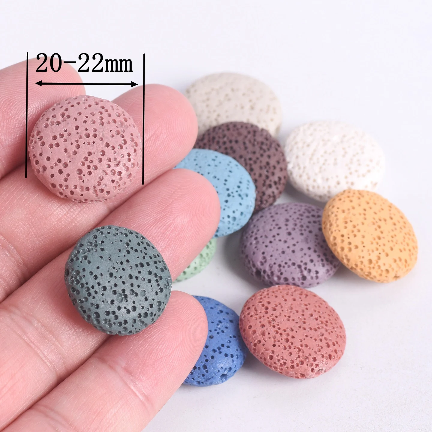 5pcs Natural Volcano Lava Stone Flat Round 20mm Loose Crafts Beads lot for Jewelry Making DIY Earring Findings