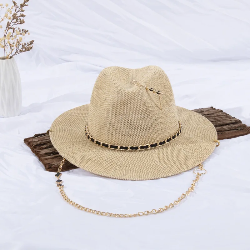 women's-high-quality-chain-straw-hat-pin-design-jazz-hat-summer-beach-fashion-woven-cap