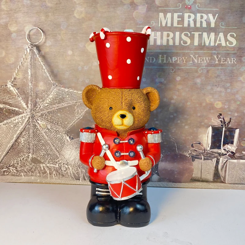 

Drummer Resin Brown Bear Statue Decorative Desktop Decorations Christmas Birthday Gift Creative Desktop Ornaments Bear Figurine