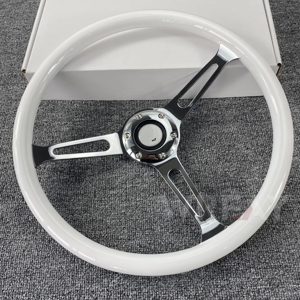 

15inch White Sports Steering Wheel 370mm Car/ Truck Classic Steering Wheel for Universal Car