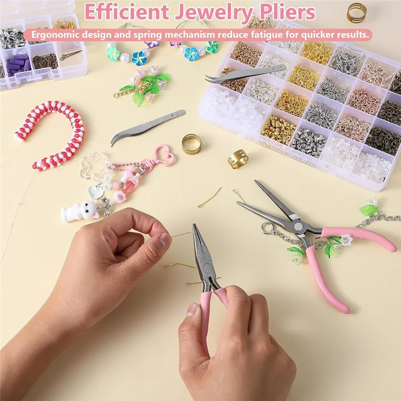 Set di pinze per la creazione di gioielli, pinze a becchi ad ago/pinze a becchi tondi/pinzette, pinze a becchi a catena pinze artigianali per piegare il filo