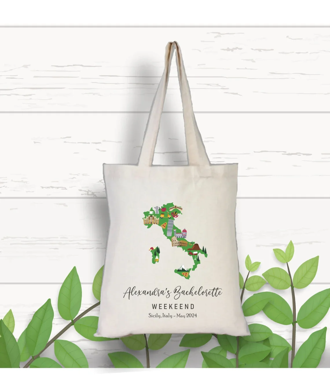 Italy Map Wedding Welcome Tote Bag, Italy Bachelorette Party Tote, Destination Wedding, Bridesmaid Gift Custom Tote Bag, Wedding