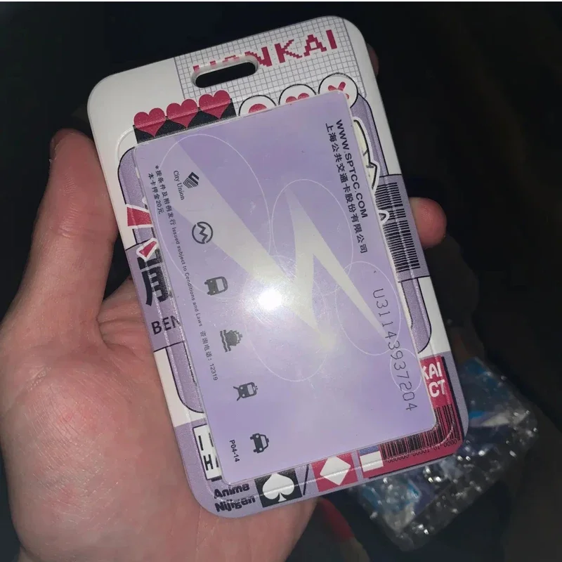 Anime Honkai Impact 3rd Q Expression Business Card Holder Retractable Credit Card Holders Bank ID Holders Bus Card Cover Cases