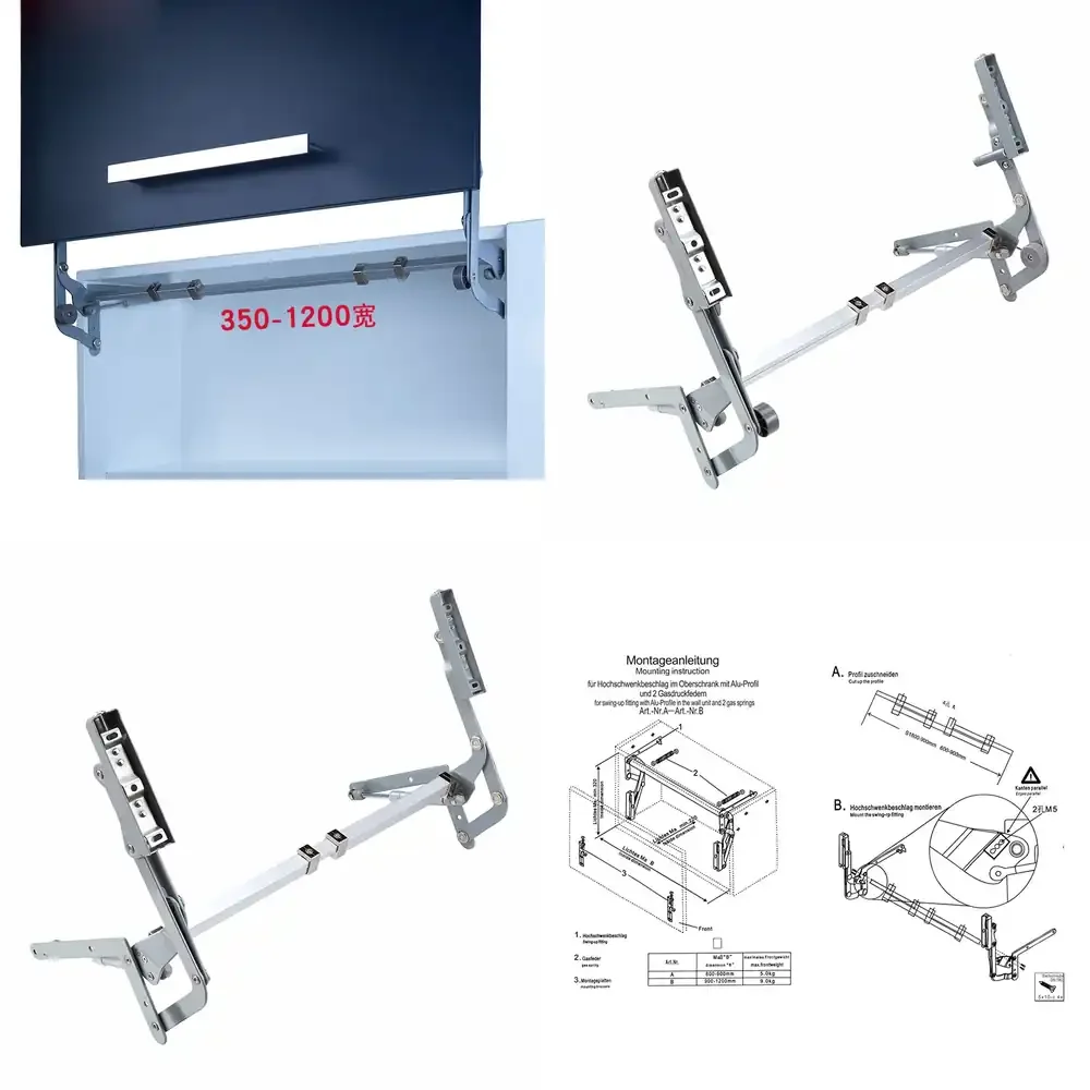 Qwinn 2026-Hydraulic buffer support rod for cabinet door Pneumatic bracket for 350-1200MM Wide kitchen wall cabinet door