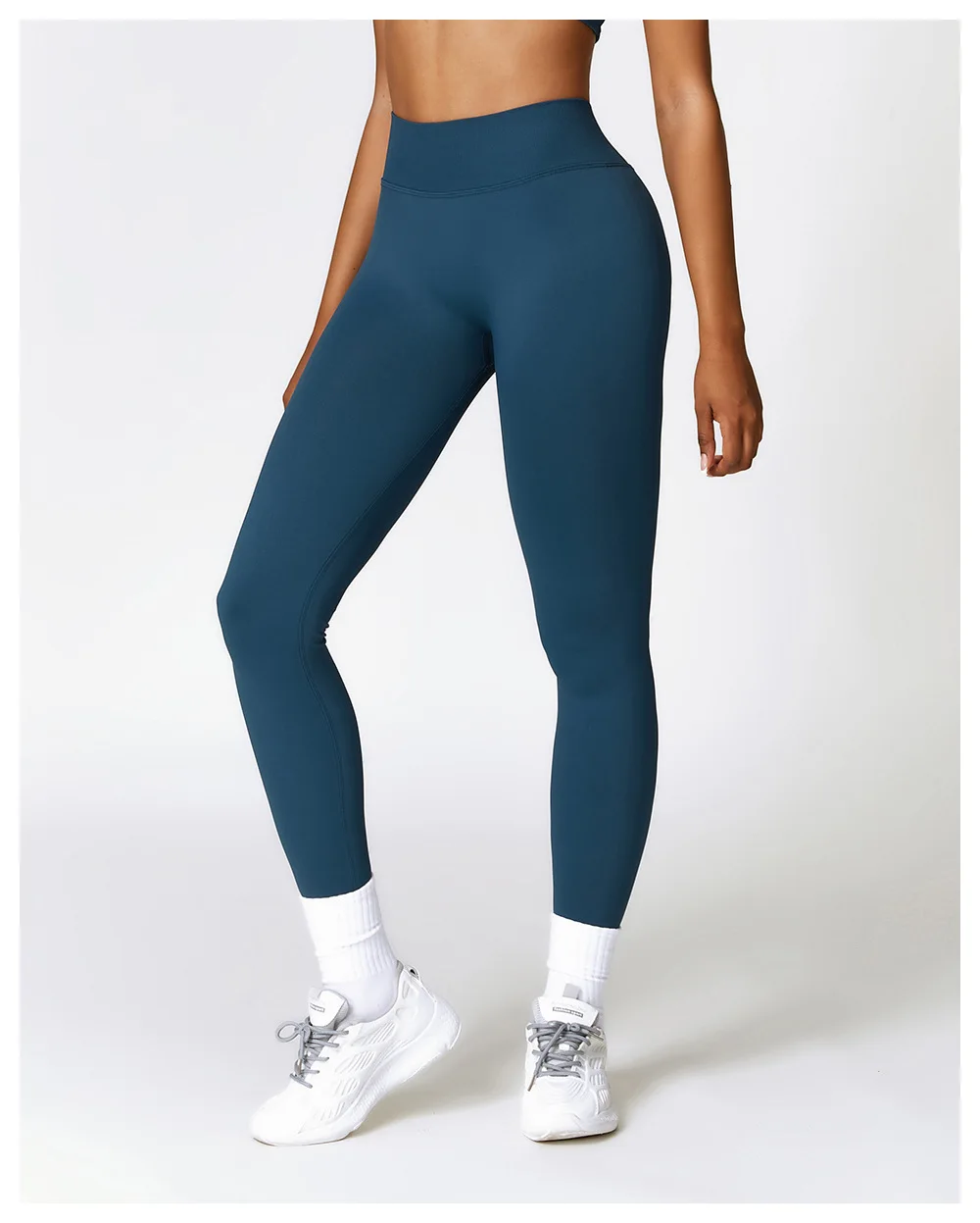 Damen-Sport-Leggings mit V-Rücken, sportlich, Fitness, Fitnessstudio, Yoga, Strumpfhosen, Scrunch-Kontrolle, Lauftraining, Workout, Leggins – Detail 3