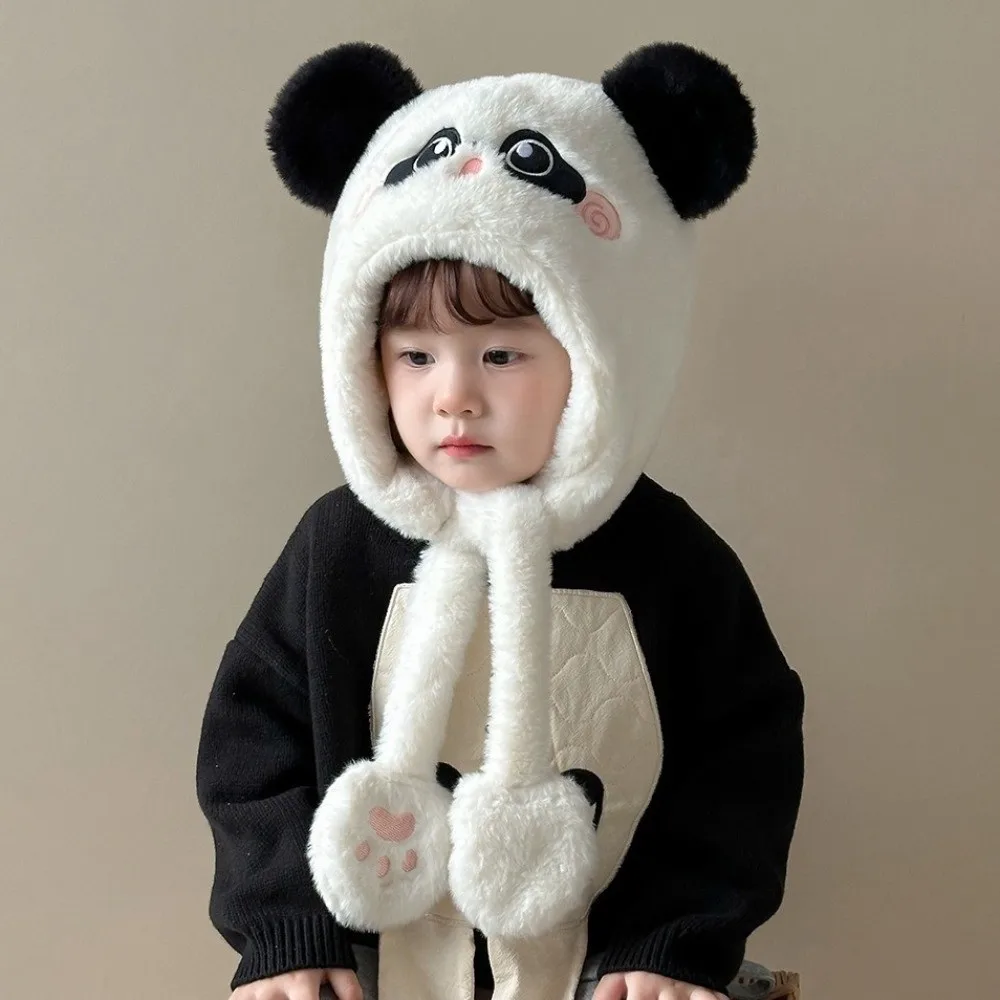 Urocza czapka z ochroną uszu dla niemowląt, ocieplana, z kapturem, szalik, miękka, gruba, dziecięca czapka typu pulower, czapka dla niemowląt.