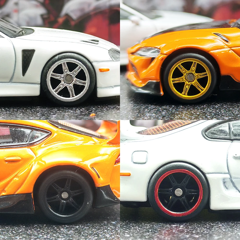 عجلات 1/64 مع إطارات مطاطية ثابتة ذات ستة تكلم لنموذج لعبة سيارات Diecast أجزاء مجددة للعجلات الساخنة (5 مجموعات لـ 5 سيارات) #3