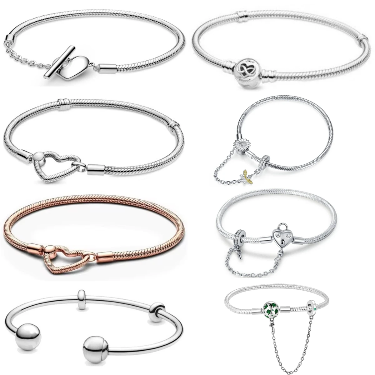 حار بيع 925 الفضة محظوظ العشب الحب قفل أقحوان مجوهرات هدية صالح قلادة خرز تميمة المرأة سوار على شكل قلب #1