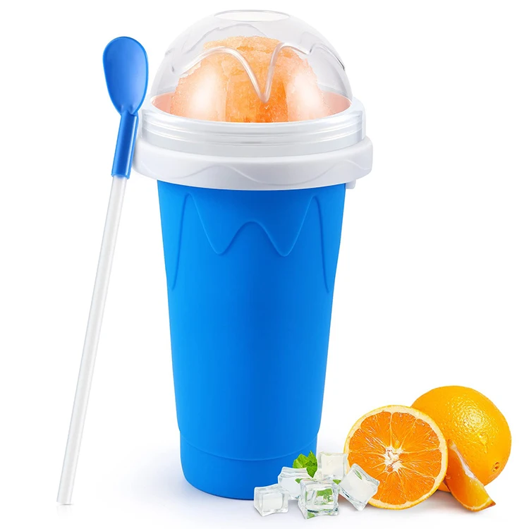 Durable quick-frozen ice cream maker with lid and spoon, smoothie ice cup tool for smoothies and frozen snacks