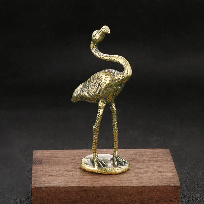 Statue Brass Flamingo Ornament Animal Toys Desktop Decoration Collection'