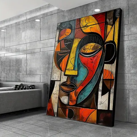 Impression sur toile d'art africain abstrait, art mural sans cadre, peinture décorative moderne, adaptée au salon et à la chambre à coucher, 1 pièce