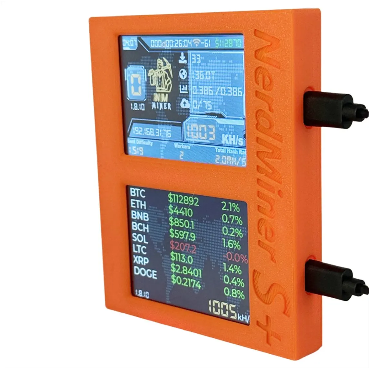 Punctual- 2X1060KH/S Nerdminer S+ Dual Screens Solo Miner BTC ETH Price Display/Mining/Time Win 3.125 BTC Crypto Bitcoin Miner