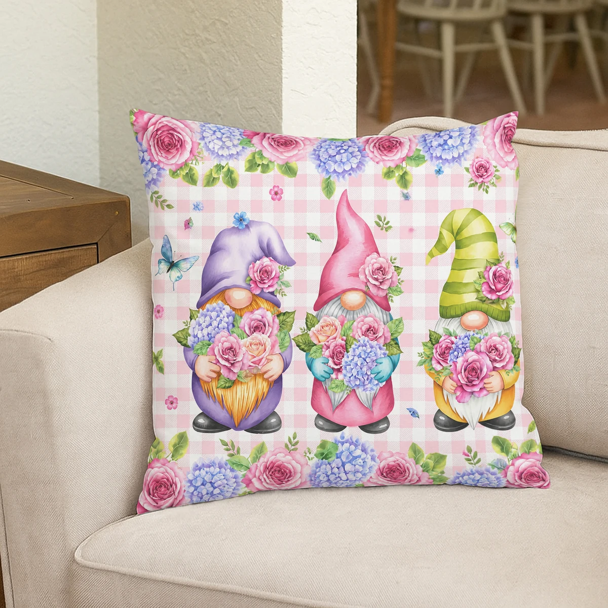 Cute Flamingo & Floral Pattern Polyester Pillow Cover - Decorative Cushion Case for Home Sofa Bed, No Pillow Insert Included