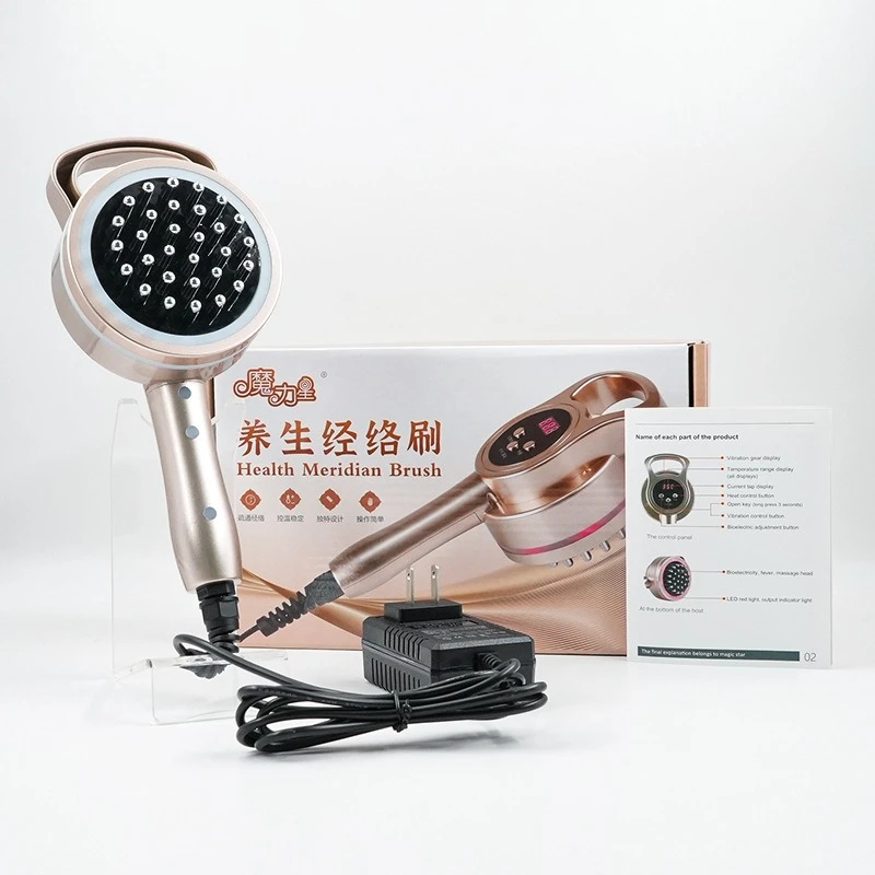 เครื่องนวดไฟฟ้าแบบแปรงเมอริเดียน, อุปกรณ์บำบัดด้วยการสั่นสะเทือนและการครอบด้วยถ้วย, หัวนวดโลหะ 30 หัว, ระบบทำความร้อนด้วยแสงสีแดง, ไมโครเคอร์เรนท์