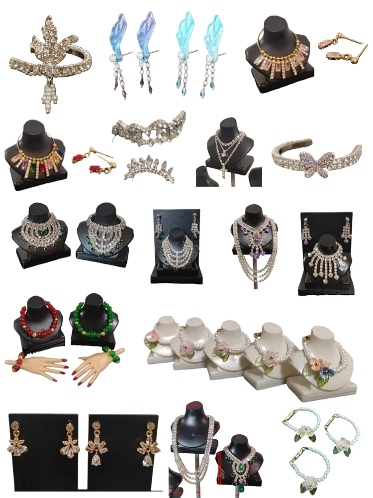 مجوهرات دمى مصغرة بمقياس 1/6، أقراط وقلادة وخاتم وتاج صغير، إكسسوارات دمى سداسية النقاط، مجوهرات لتزيين دمى بلايث
