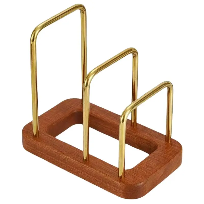 

ABKP-For Kitchen Countertop Organizer-Cutting Board Rack-Stainless Steel And Wood Base Holds Plates, Trays, Pans