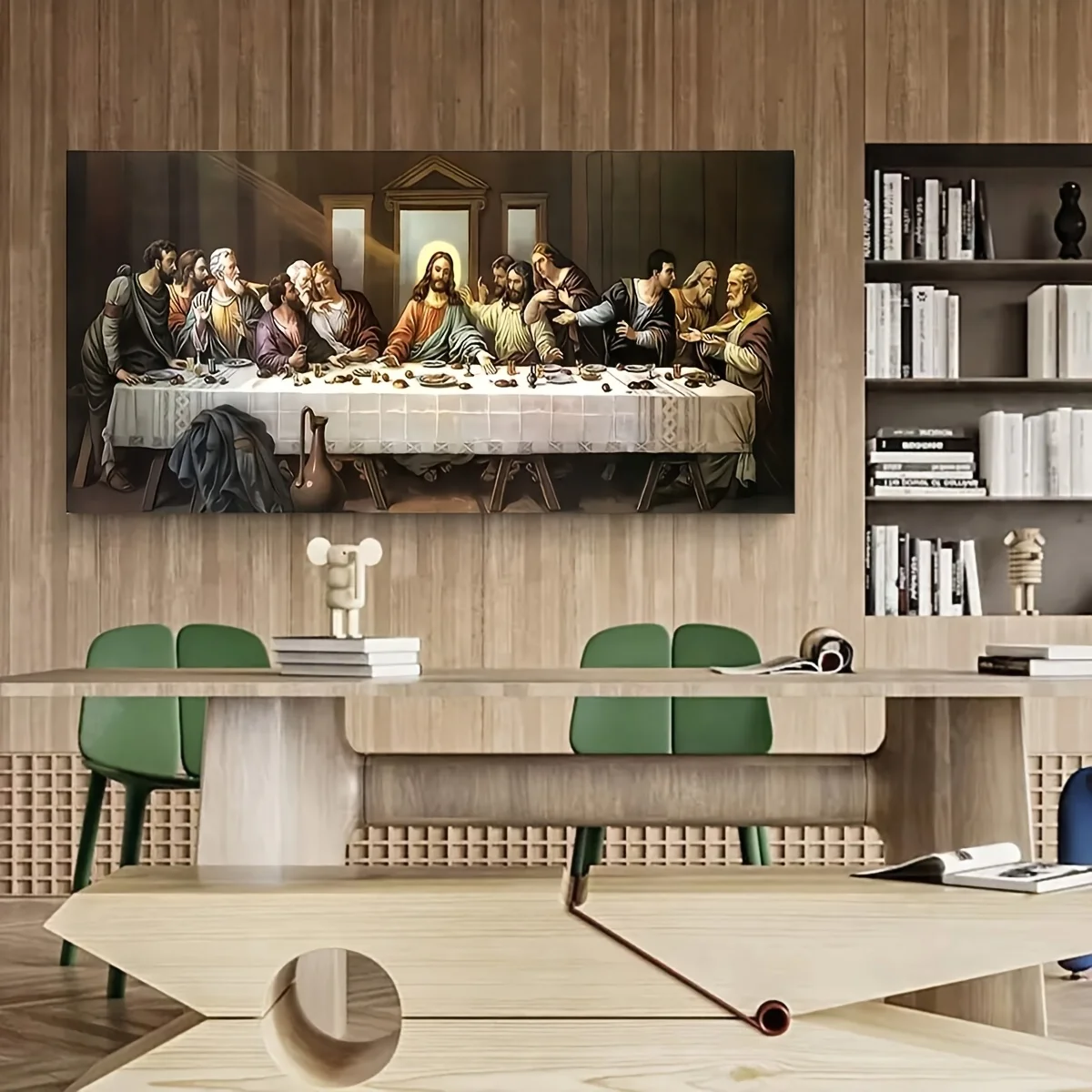 1 Vintage The Last Supper Oil Painting Canvas Print, Frameless Wall Art Poster for Living Room, Bedroom, Office, Bathroom Decor,