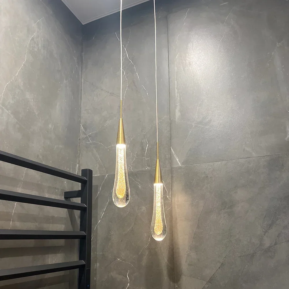 ポストモダンカスタマイズ可能なクリスタルガラス-led-ペンダントライトハングランプドロップライトレストランバーペンダントランプ階段ランプ