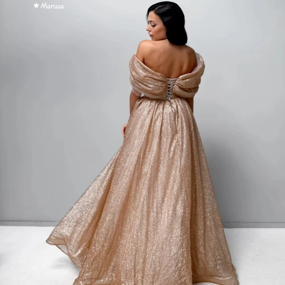 فساتين سهرة ماريسا للمناسبات الخاصة لامعة مصنوعة حسب الطلب خط فستاين سهرة/فساتين الحفلات خارج الكتف للنساء فستان سهرة 2025 حفلة موسيقية