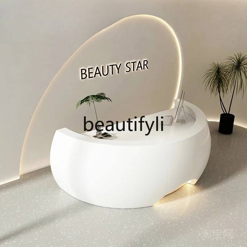 FRP creative arc special-shaped baking paint front desk curved reception desk bar