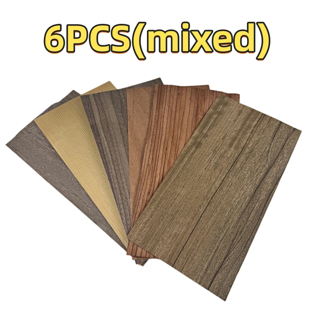 6PCS  0.5mm Real Wood Veneer Variety Pack Natural Wood Thin Veneer Sheet Set for Furniture Veneering Cabinet Refinishing Craft