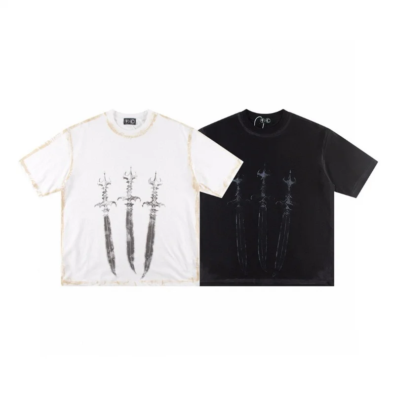 

Heavy Fabrics Cotton Hand Painted Graffiti Thug Club T Shirt Oversize Men Women Streetwear Patterned Prints Tops T-Shirt