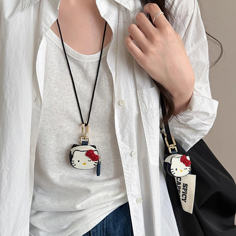 Hello Kitty lederen sleutelhanger |   Kawaii (echt leer reliëf, aanpasbare naammigravure, metalen draaibare haak)