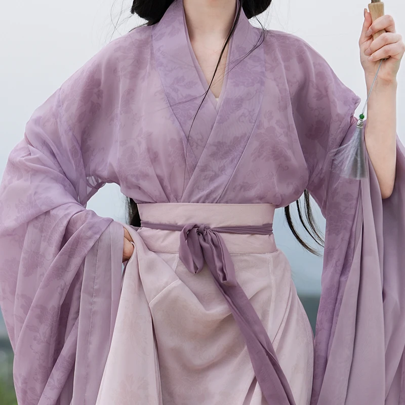 女性の漢服ドレス魏と晋スタイルクロスカラー長袖中国風 8 ピーススカート古代衣装コスプレ