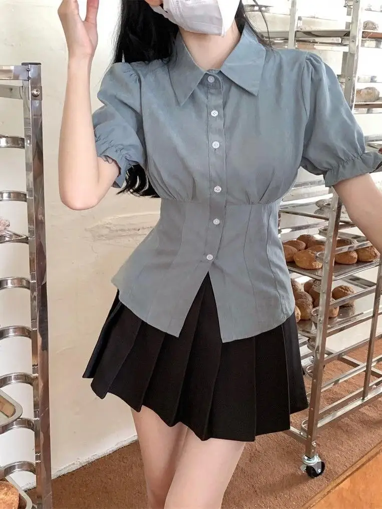 

Chiffon Lantern Sleeve Shirts Women Lightweight Fabric Ruffled Hem Loose Fit Perfect for Romantic Walks or Formal Events