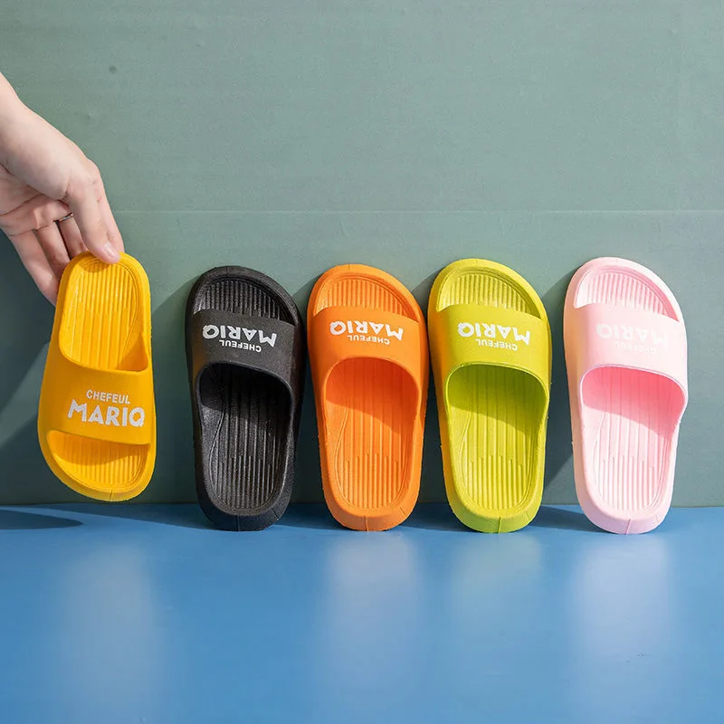 Summer Children Solid Color Soft Slippers Comfortable Breathable Non-Slip Cute Slippers Home Bathroom Beach Slippers Kids Sandal