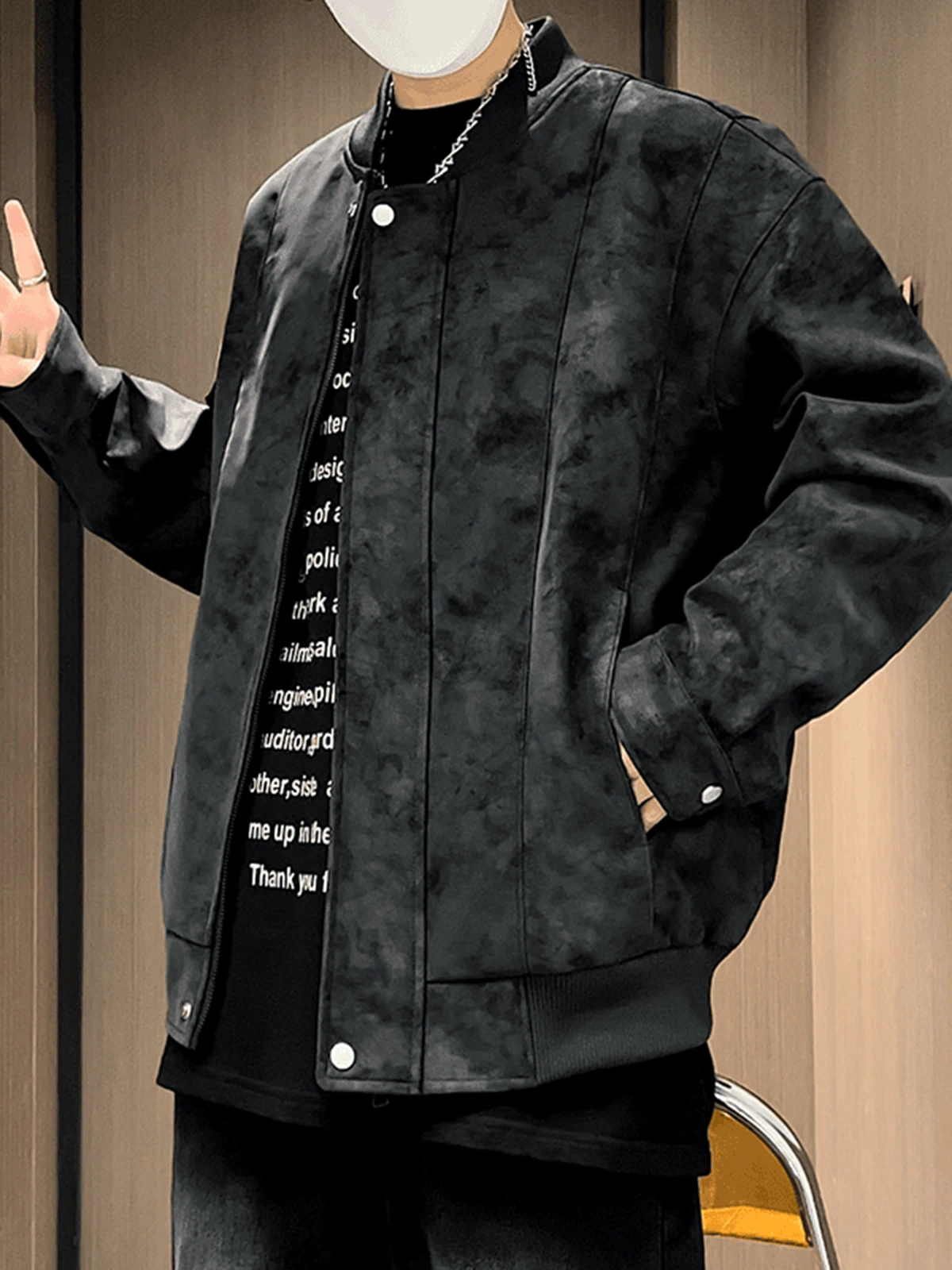 

Мужская куртка-пилот в американском ретро-стиле, корейский стиль, с воротником-стойкой, бейсбольная куртка, ветрозащитная, из полиэстера, молодежная, модная, осенняя одежда