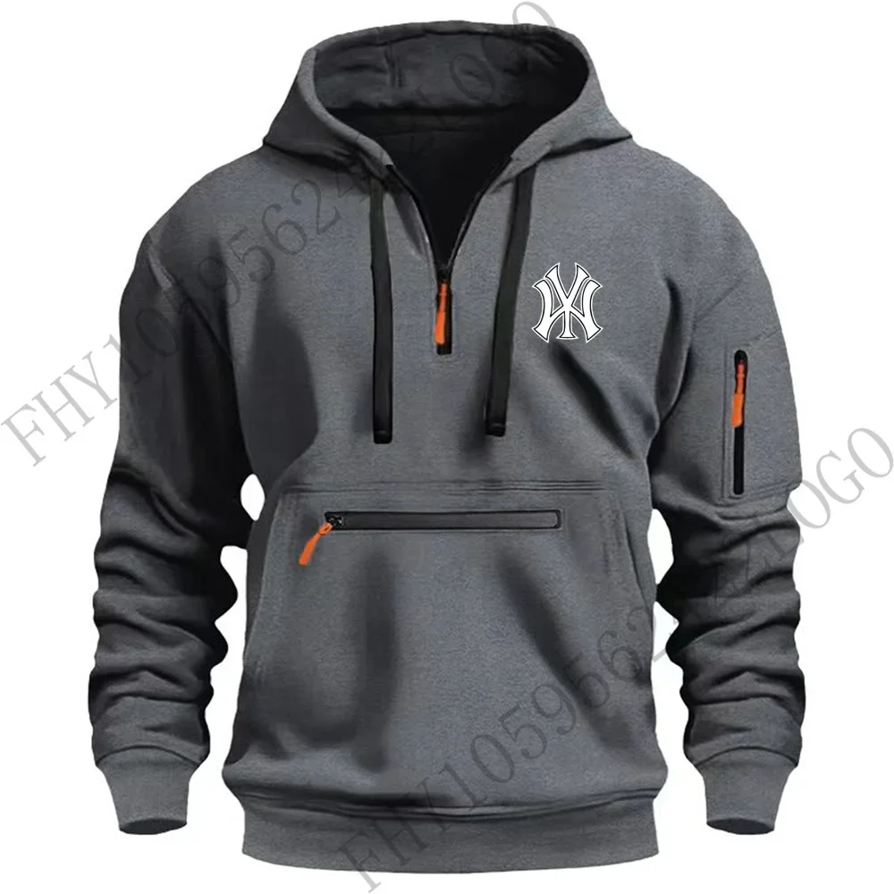 New men's hoodie, outdoor leisure sweatshirt, spring and winter fashion men's leisure camping climbing clothing, pullover