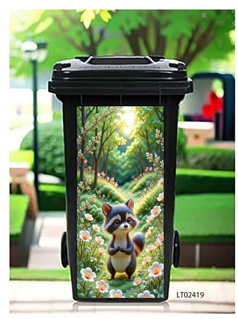 Fantasy Glowing Fox Trash Can Sticker, Magical Wildlife Design Waterproof Removable Outdoor Garbage Bin Mural Decor
