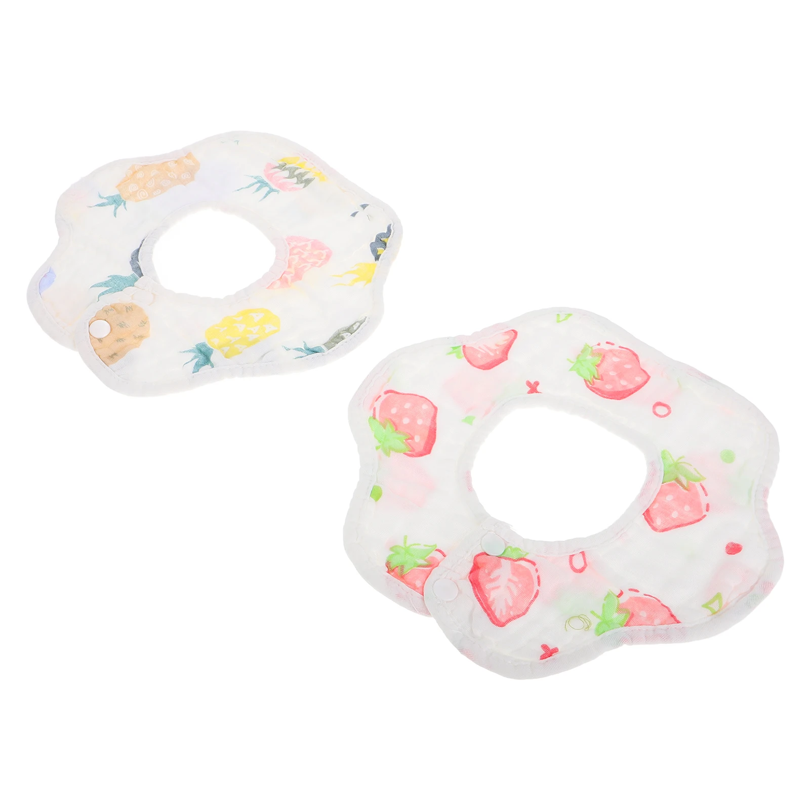 

2pcs Muslin Cotton Petal Design Soft Absorbent Anti-Saliva For Newborn Toddler Boys Girls Adjustable Buttons Drooling Teething