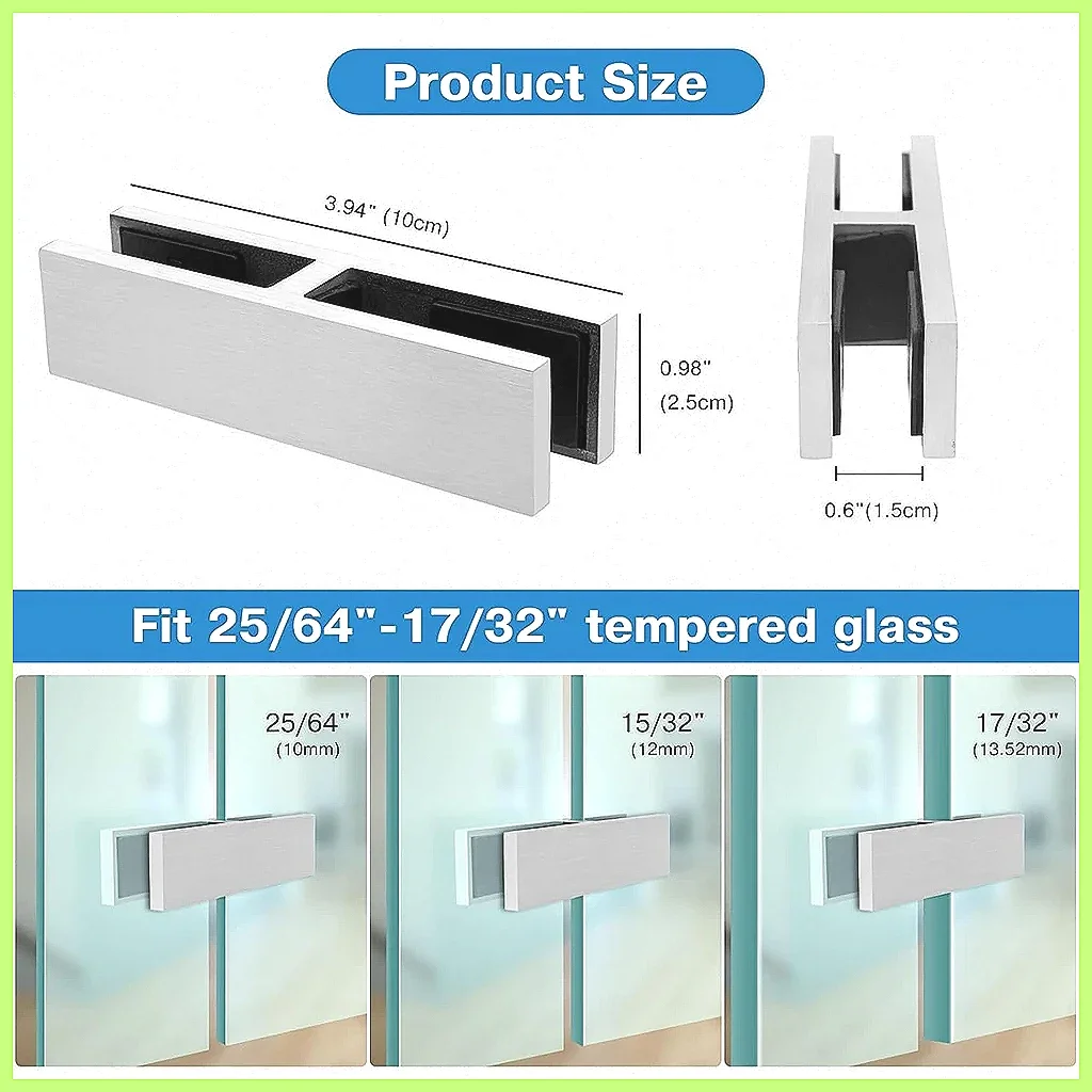 316 Marine Grade Stainless Steel Wall to Glass Clamp Bracket, Satin Finish Railing Glass Holder for Fence & Balcony, Rustproo