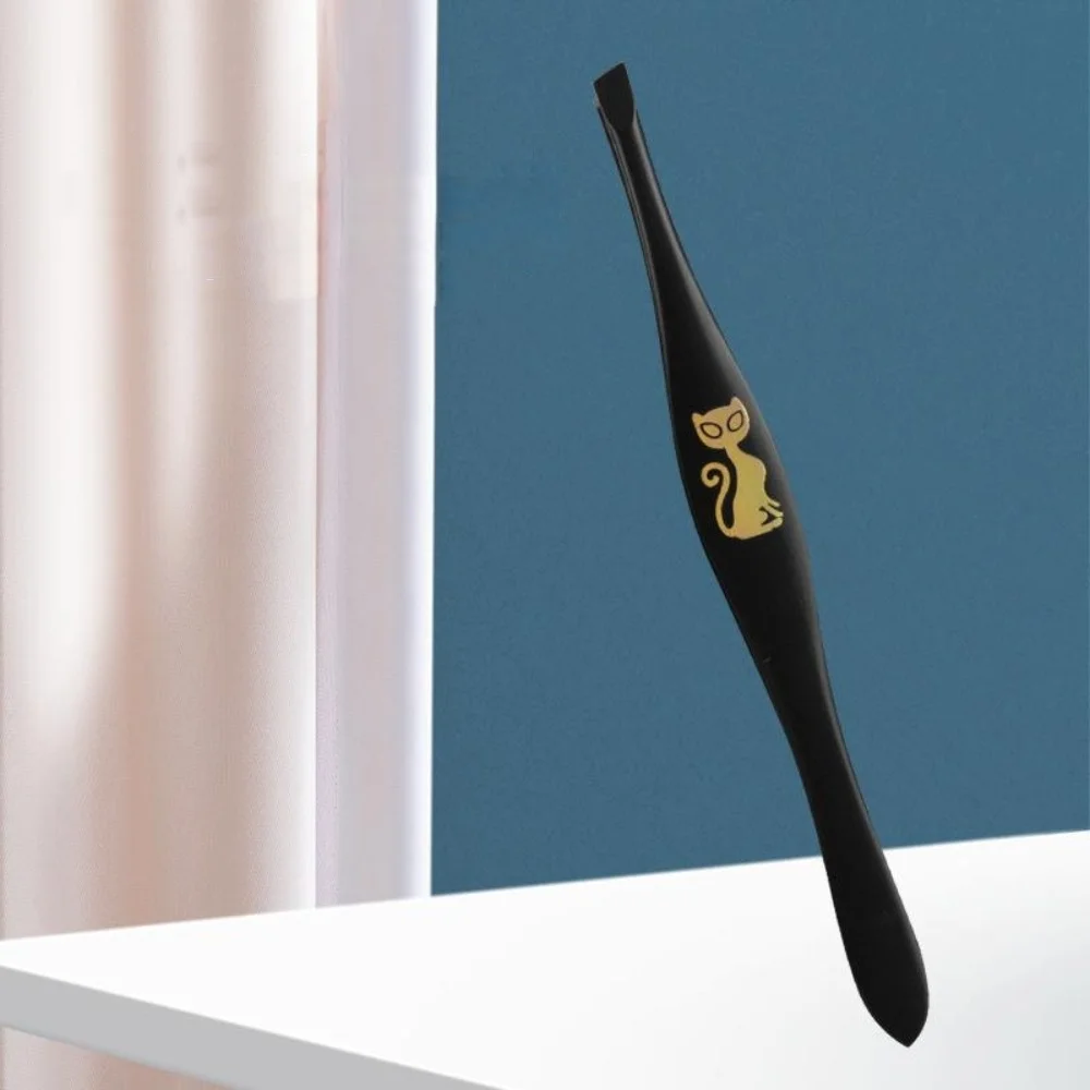 Pinzas inclinadas con forma de pelo, diseño de gato de dibujos animados, pintura en aerosol, recorte de cejas, pinzas para pestañas de acero inoxidable ultrafinas