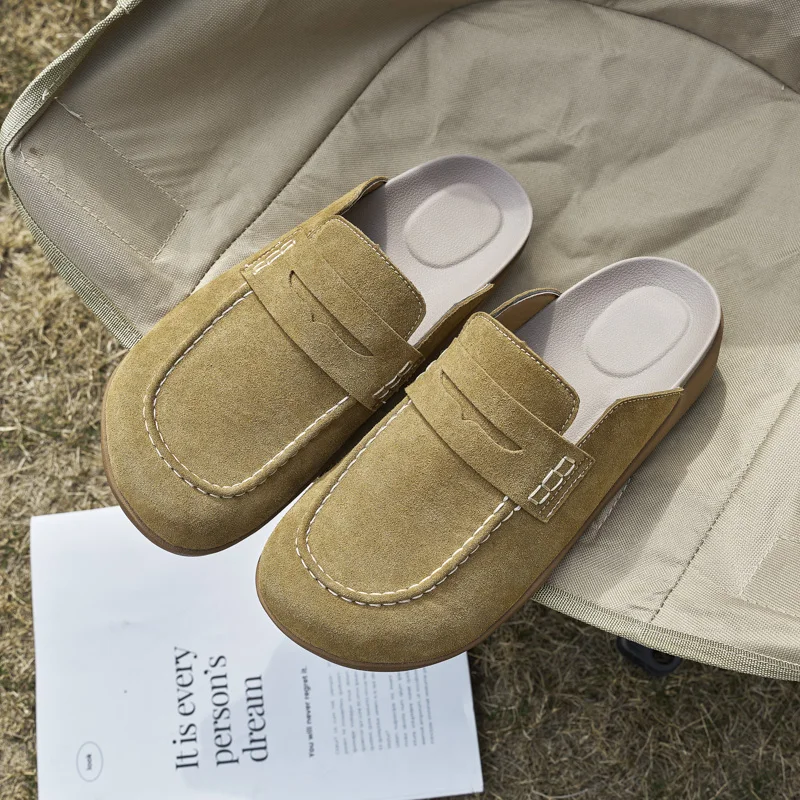 Fashion Mens Muller Shoes New Style Summer Drag Leisure Walk Male Half Slippers Outdoor Lazy Flats Business Casual_vogvips.com