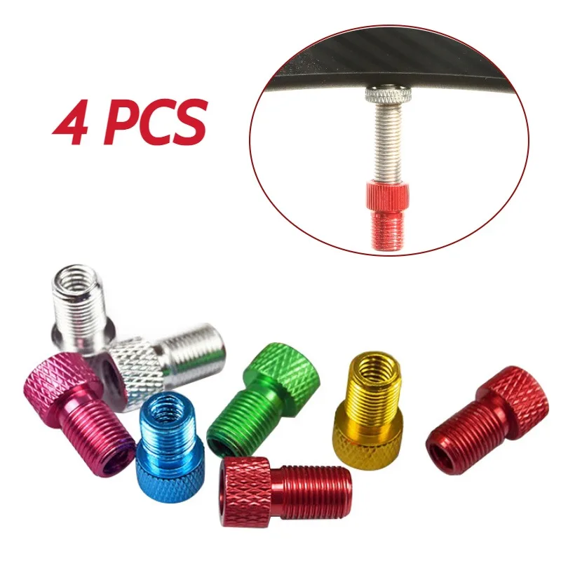 4PCS Aluminum Alloy Bike Valve Adapter Convert Presta To American valve Bicycle Pump Air Nozzle Tube Tools Bicycle Accessories