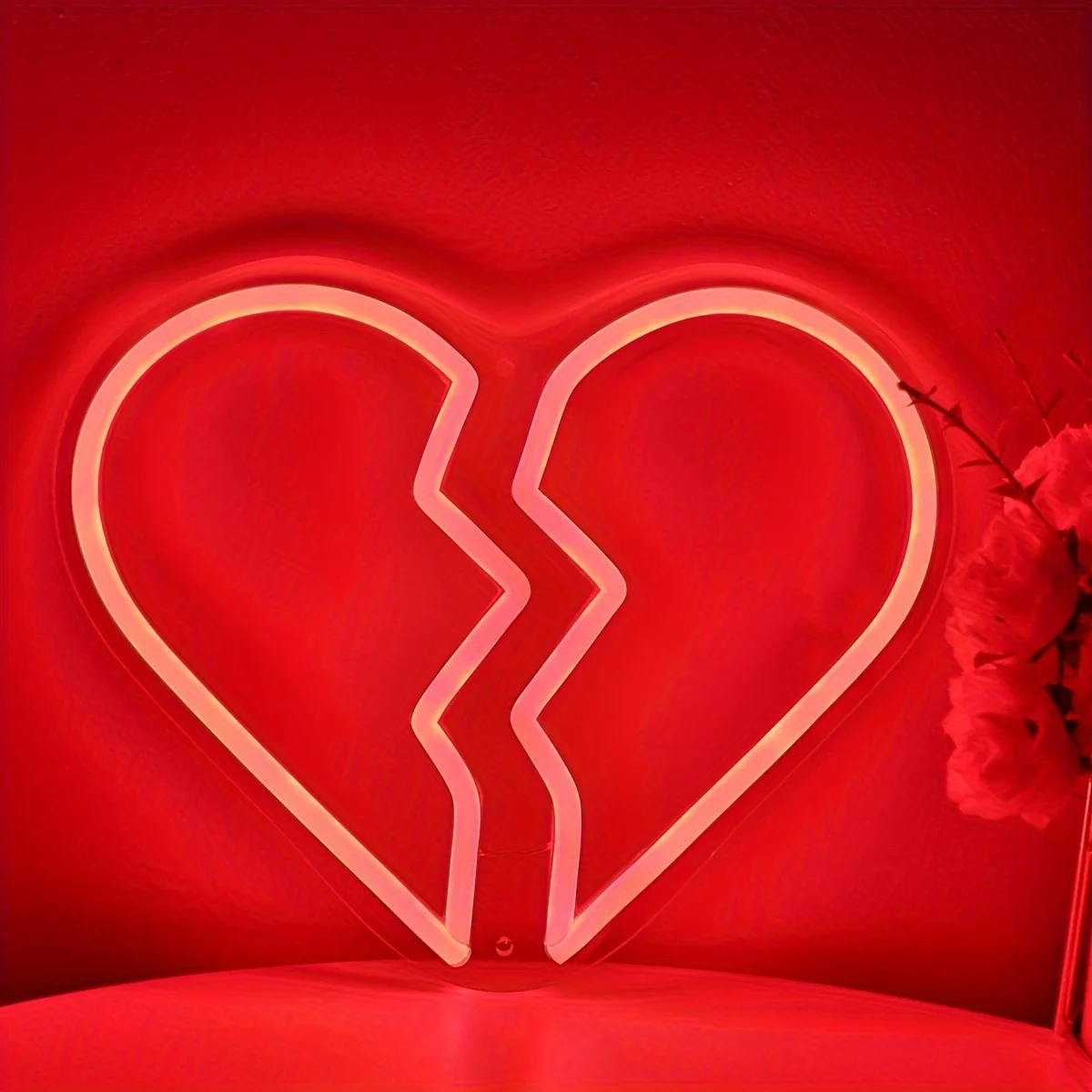 Imagem -03 - Broken Red Heart Led Wall Neon Signs Night Lights For Gift Única Festa Pub Clube Evento Show Decoração do Quarto de Casa