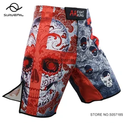 Men's MMA Shorts Grappling Trunks Skull Sublimated Gym Athletic Clothes BJJ Muay Thai Wrestling Pants Kickboxing Fight Shorts