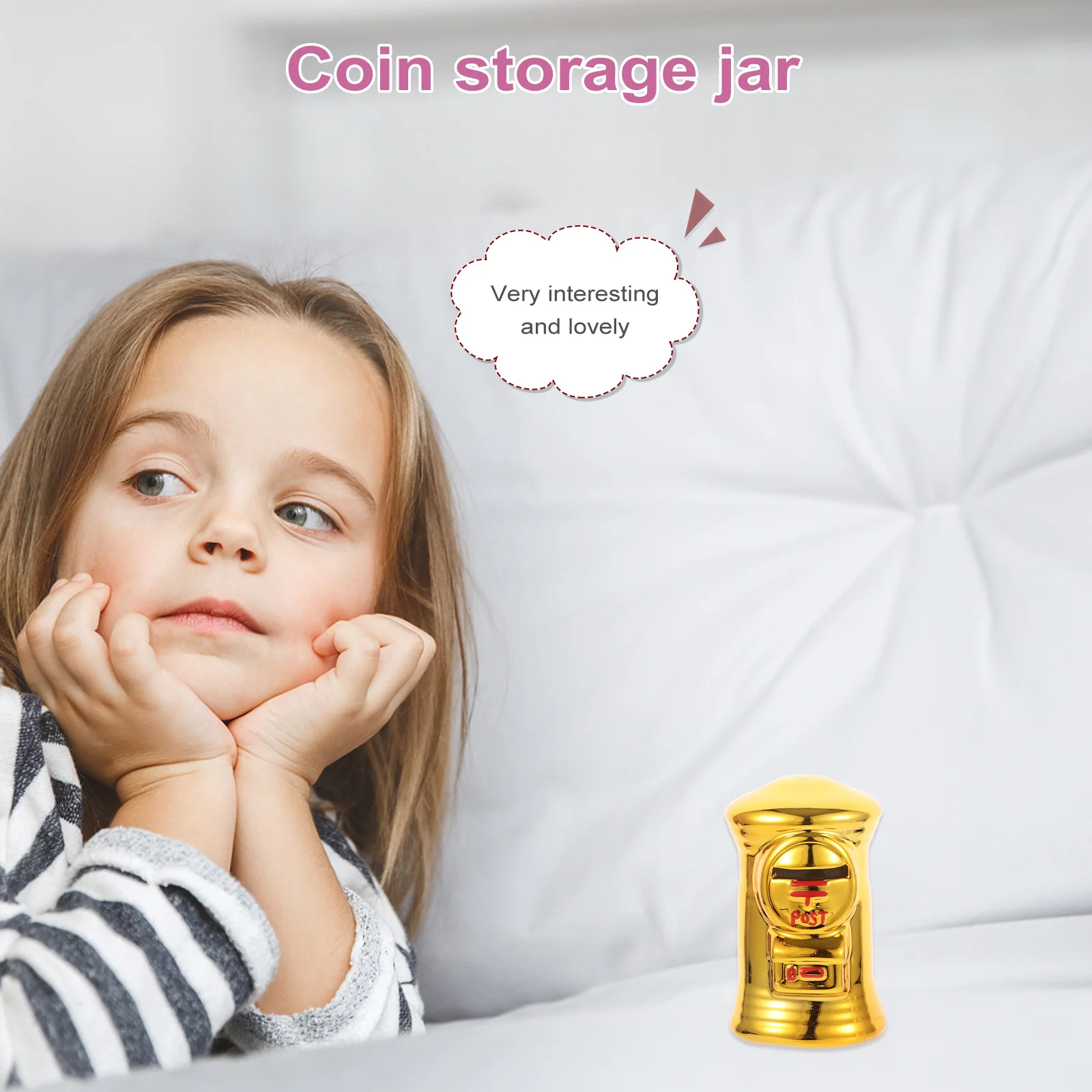 صندوق البريد الذهبي حصالة على شكل حيوان السيراميك سطح المكتب عملة جرة لديكور الغرفة هدية احتفالية صندوق تخزين المال حصالة على شكل حيوان جرة المال الزخرفية #5